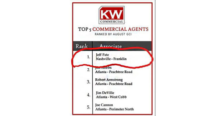 Name of a top real estate agent circled in red
